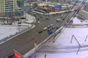 Vista de la intersección de las calles Lenin y Uritsky. Webcam en línea en Voronezh