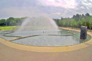 Fuente en el parque Naderday. Webcams de Debrecen en línea