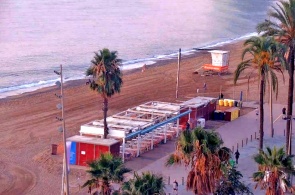 Playa de San Sebastián y Barceloneta. Panorama. Cámaras web de Barcelona en línea