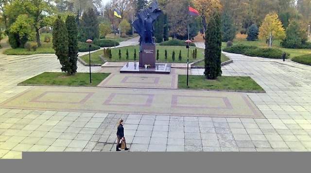 La plaza que lleva el nombre del Héroe de Ucrania Stepan Bandera