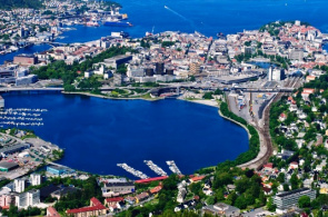 Vista desde la montaña Ulriken. Webcam panorámica de Bergen en línea