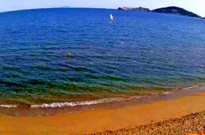 La playa de Vinicio con la bahía de Gaeta al fondo. Webcams de Gaeta