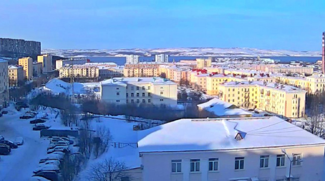 Panorama de la ciudad. Webcams gratis en Severomorsk en línea