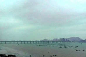 Puente sobre la bahía de Shenzhen. Webcams de Hong Kong en línea