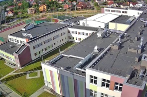 Construcción de una escuela en la calle. Amanecer. Tipo 3. Cámaras web Kaliningrado