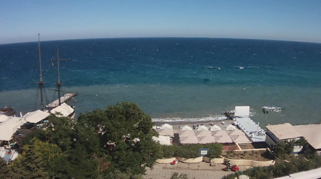 Vista de la playa desde el Hotel Oreanda. Cámara web Yalta en línea