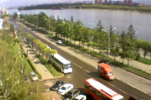 Calle Dubrovinsky (estación del río). Webcam de Krasnoyarsk en línea